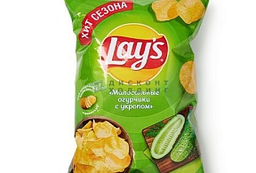 Чипсы Лейс  140 гр малосольные огурцы с укропом